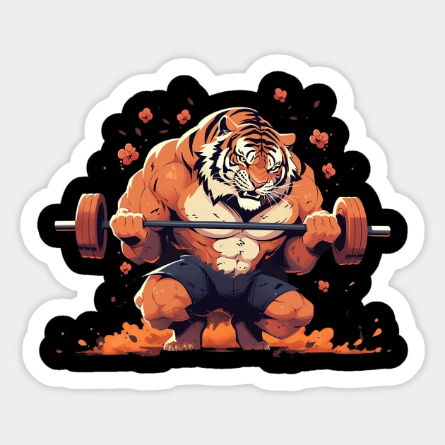 tiger lifting weight Sticker by piratesnow